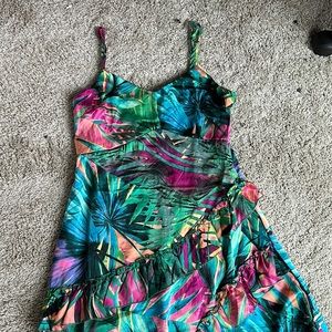 Floral, Hawaiian style asymmetric dress